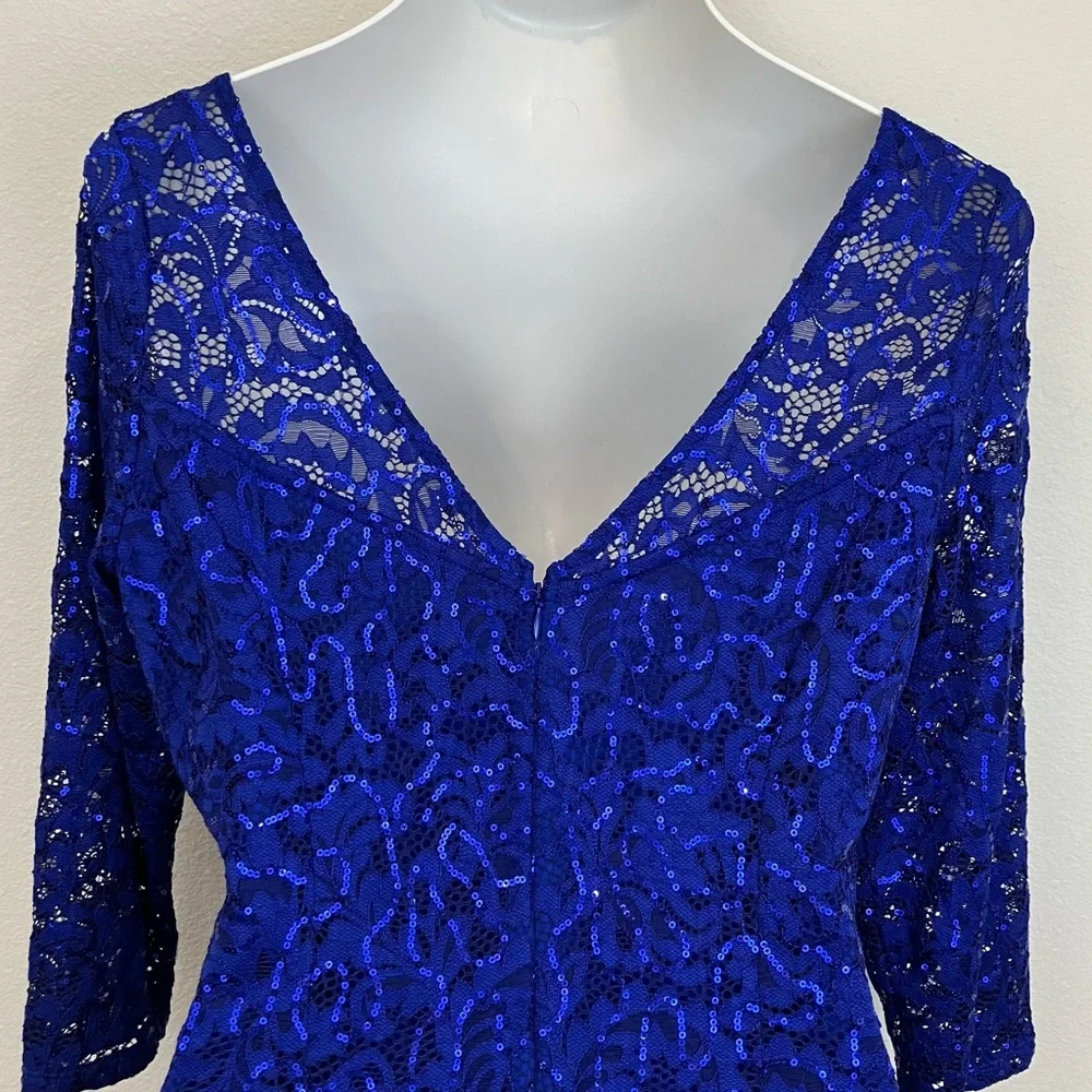 NWOT Marina V-Neck Lace Fit & Flare Dress